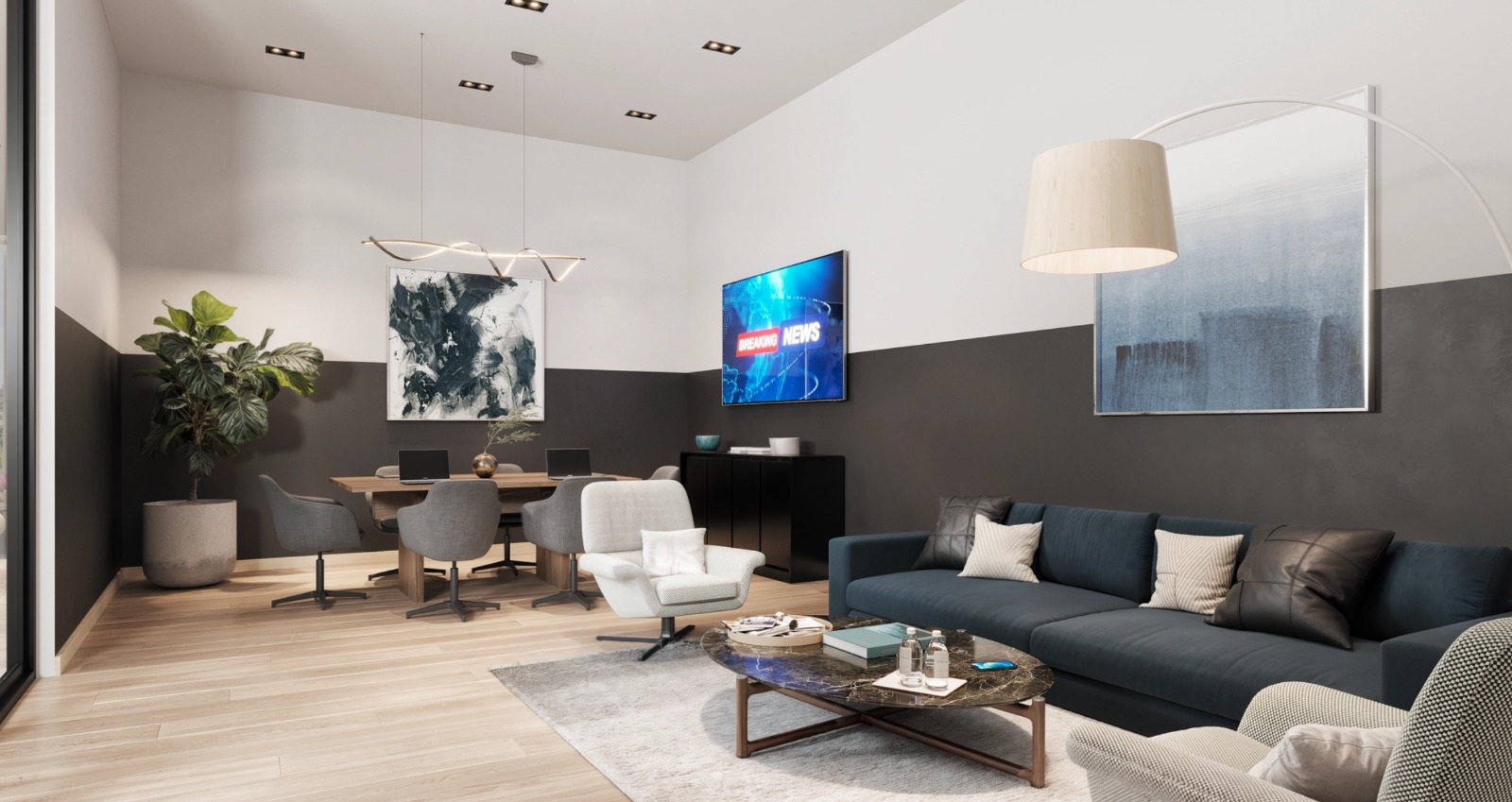 Área de estar de la ficha · BLUE Bosque Real · 155 m²